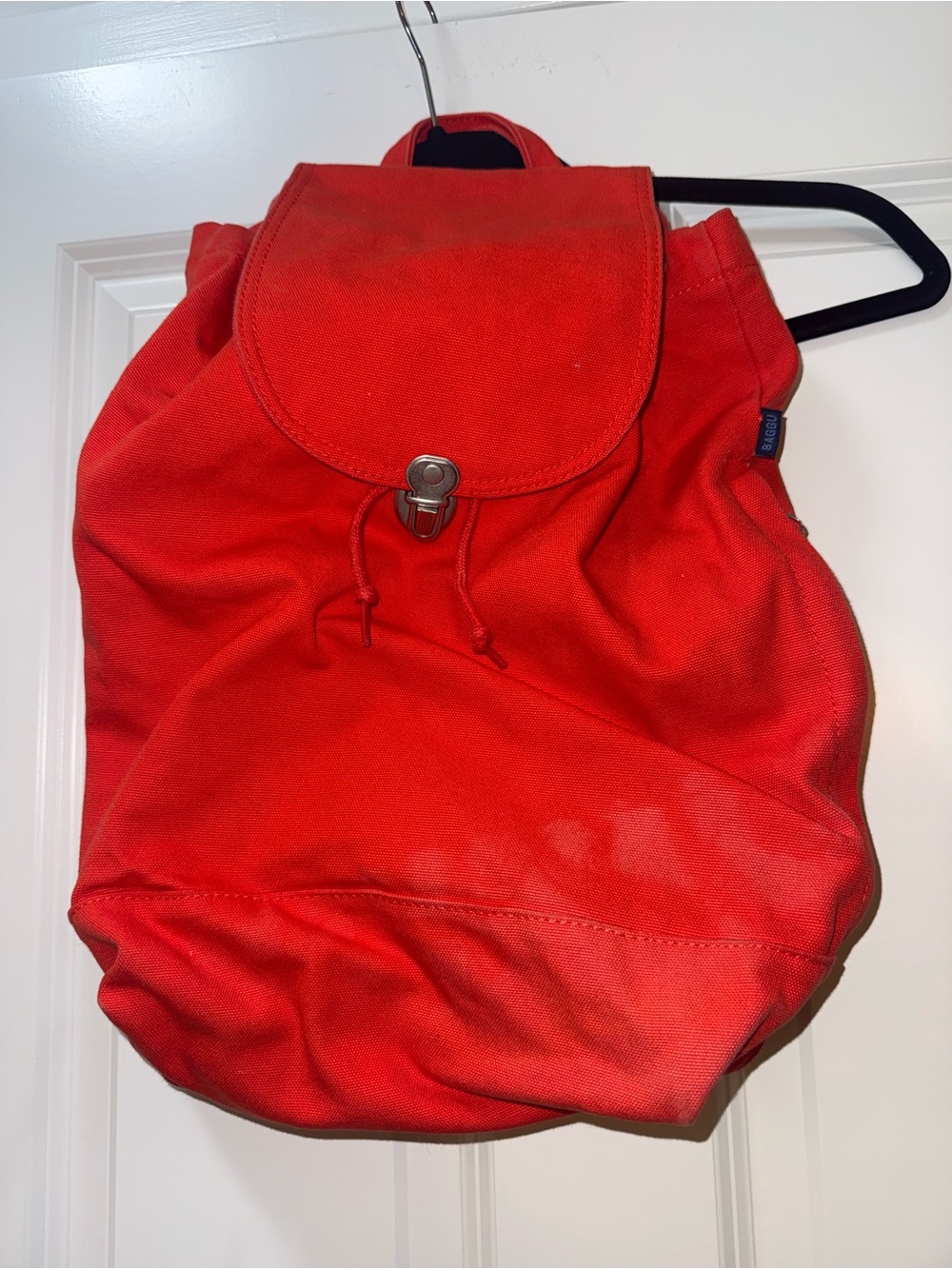 BAGGU Vibrant orange Canvas Drawstring Backpack with Flap